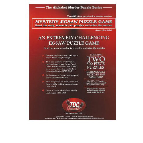 B is for Birthday mystery jigsaw puzzle game box back