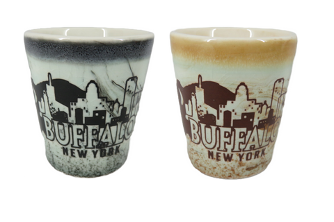 Glazed Crackle Marble Shot Glass Black