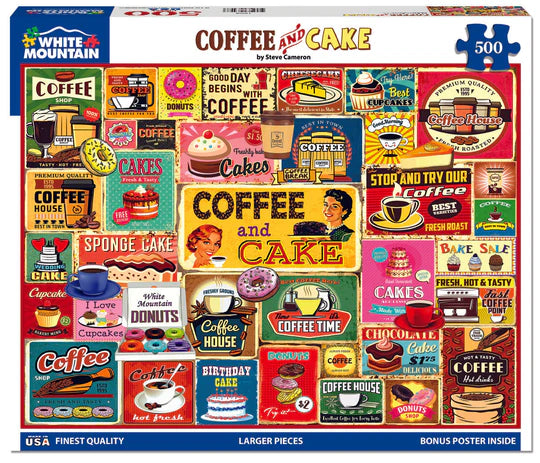 500 Pc Puzzle, White Mountain, Coffee and Cake