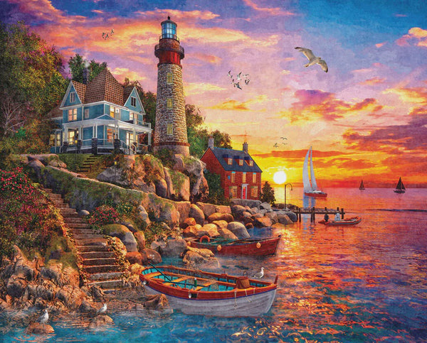 1000 Piece Puzzle-Lighthouse Sunset