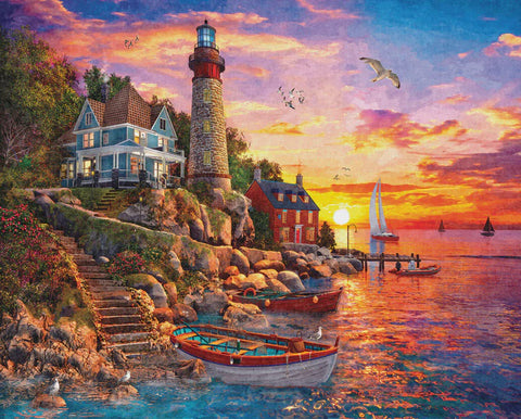 1000 Piece Puzzle-Lighthouse Sunset