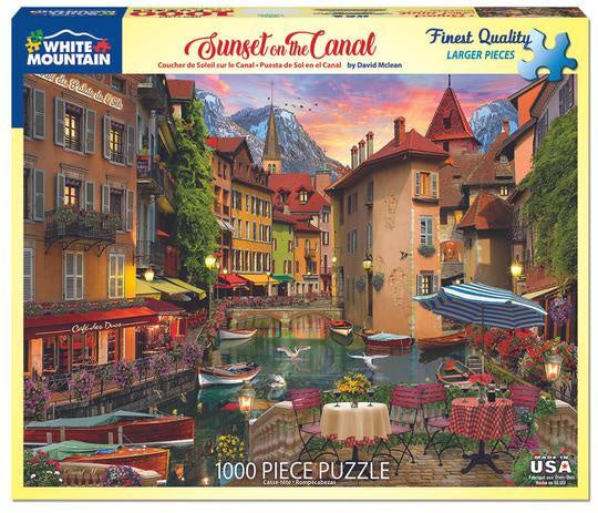 1000 Piece Puzzle - Sunset on the Canal