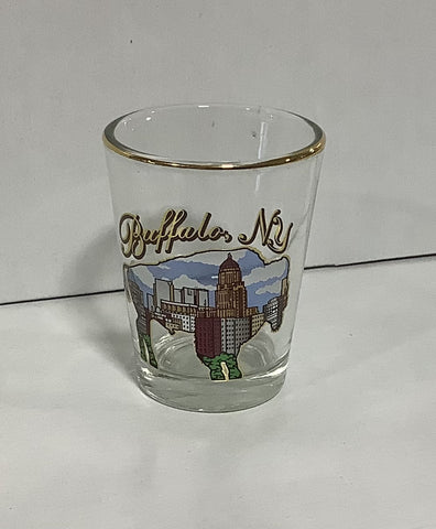 Buffalo Skyline with Gold Accents Shot Glass