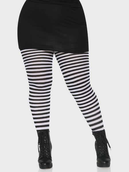 Plus Size Striped Nylon - White / Black