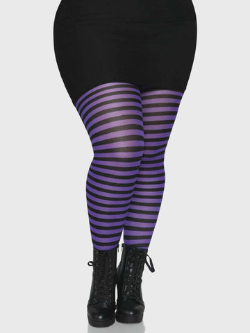 Plus Size Striped Nylon - Purple / Black
