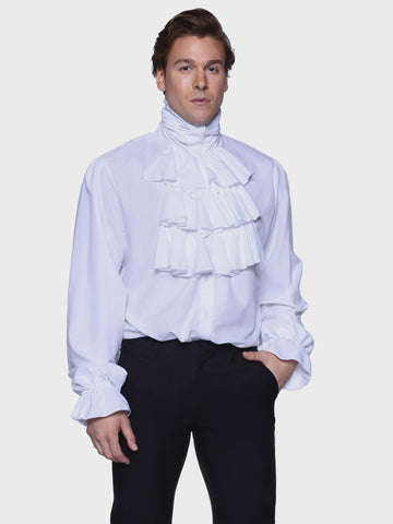 Ruffle Front Shirt - White