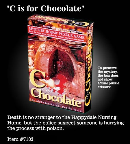 C is for Chocolate mystery jigsaw puzzle game box