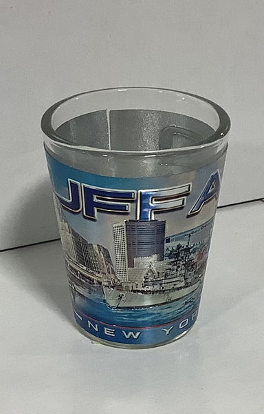 Buffalo Collage Foil Wrap Shot Glass