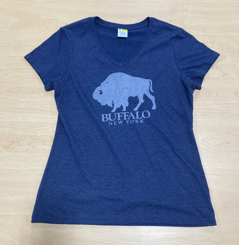Short Sleeve Distressed Buffalo Navy Blue - Womens