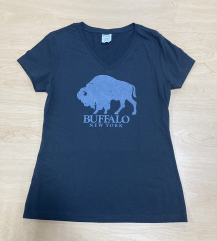 Short Sleeve Distressed Buffalo Black - Womens