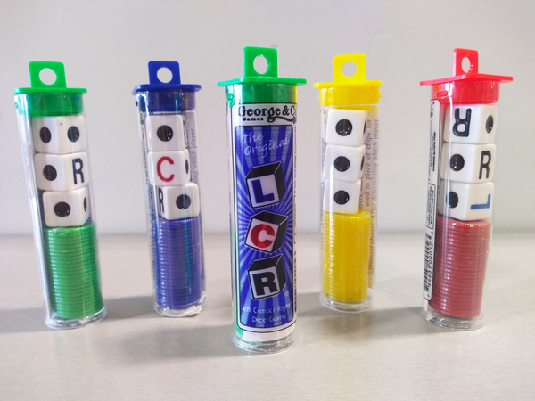 5 tubes of the Left Center Right game