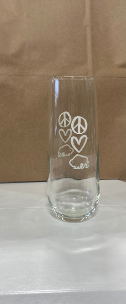 Peace Love Buffalo Stemless Flute Glass