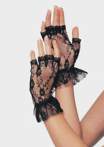 Fingerless Lace Glove - Black