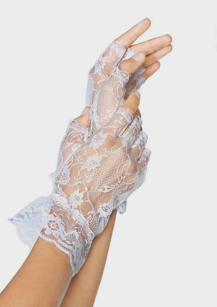 Fingerless Lace Gloves - White