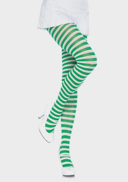 Striped Nylon - Green / White