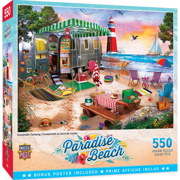 550 Piece Puzzle-Paradise Beach-  Oceanside Camping