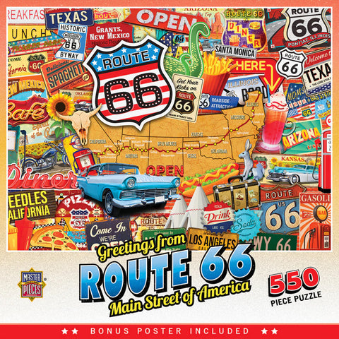 550 Piece Jigsaw Puzzle - Route 66: Main Street of America