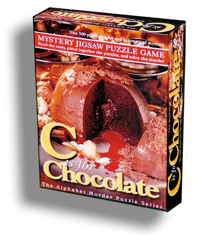 C is for Chocolate mystery jigsaw puzzle game box